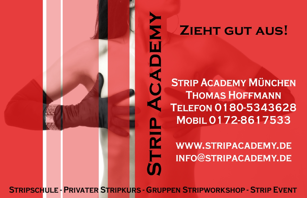 Aktuelle Visitenkarte der Strip Academy