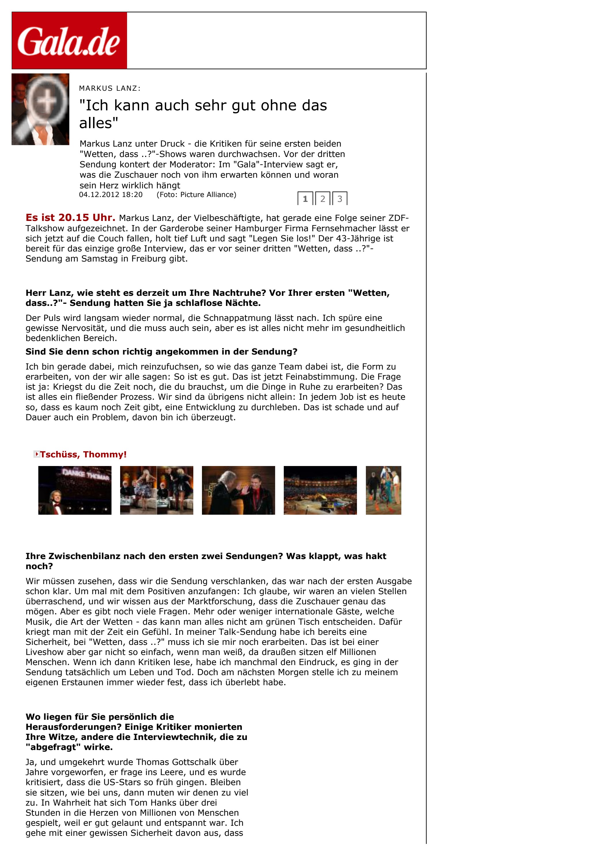 GALA · Interview mit Markus Lanz · Seite 1